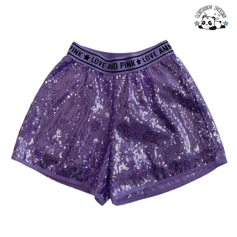 LEZONKIDS - Good Quality Kids Summer Sequin Shorts Toddler Party Pants Girls Shorts for 3 to 8T
